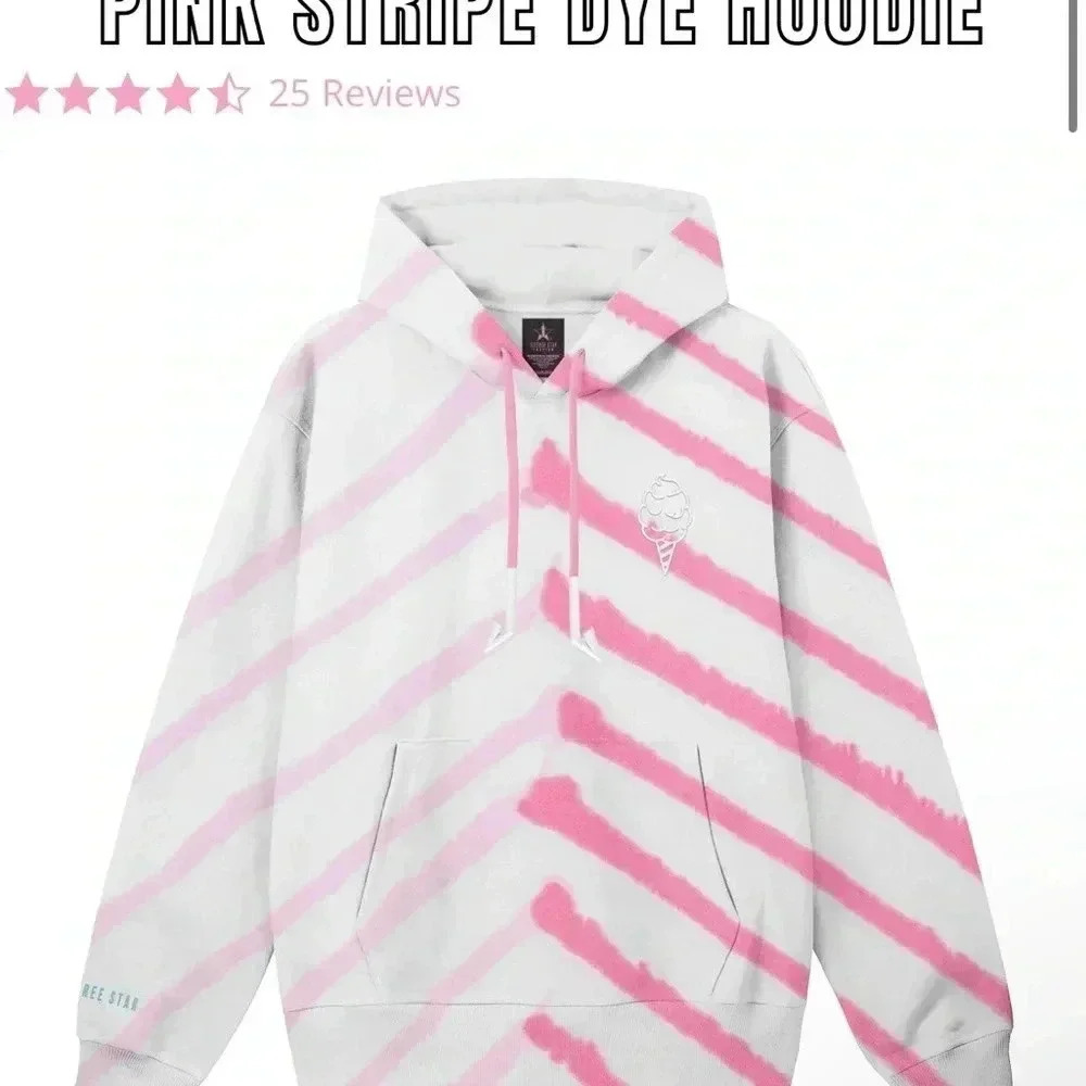 NWT JSC JEFFREE STAR COSMETICS PINK STRIPE DYE SWEATSHIRT HOODIE PINK UNISEX